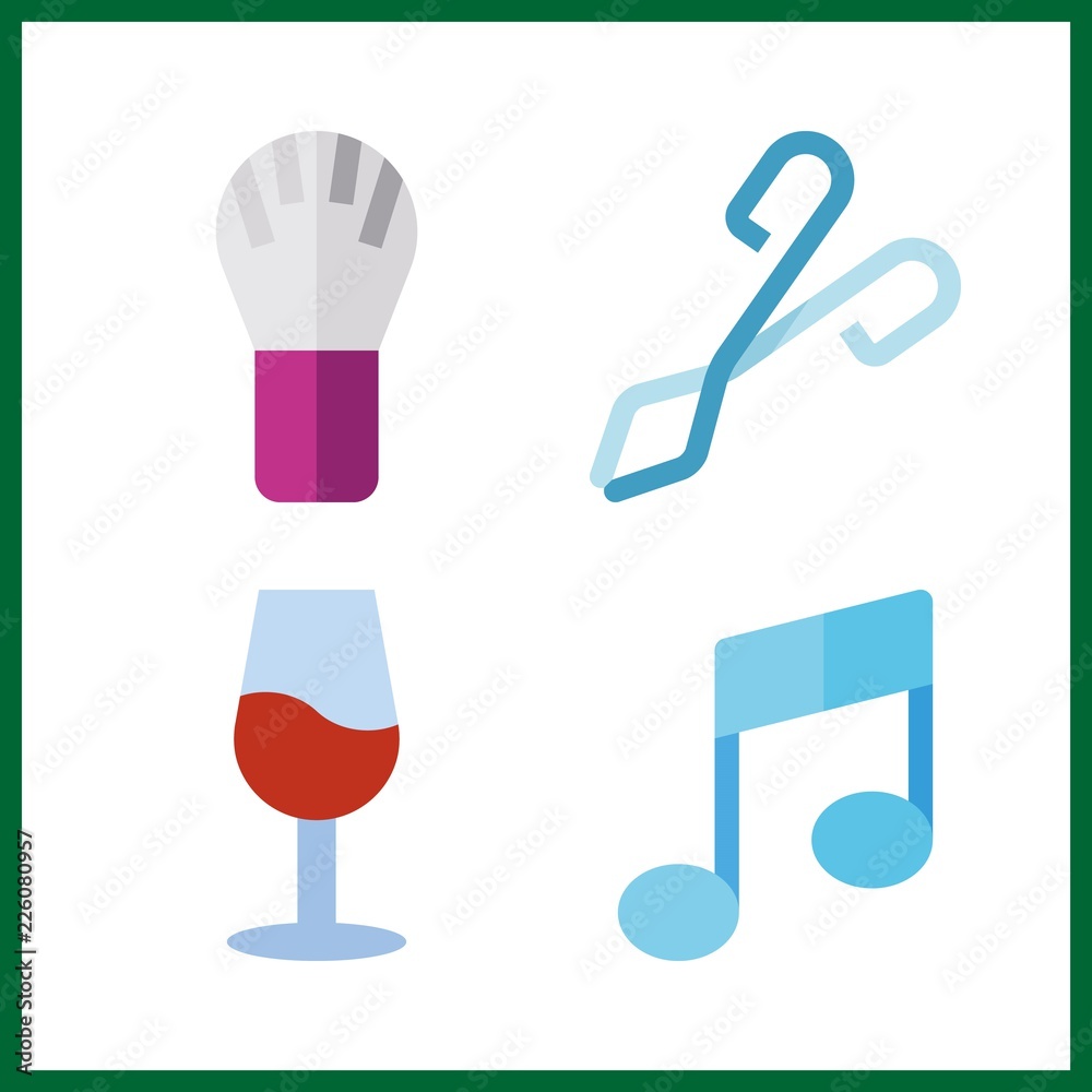 4 element icon. Vector illustration element set. brush and wine glass icons for element works 4 element icon. Vector illustration element set. brush and wine glass icons for element works