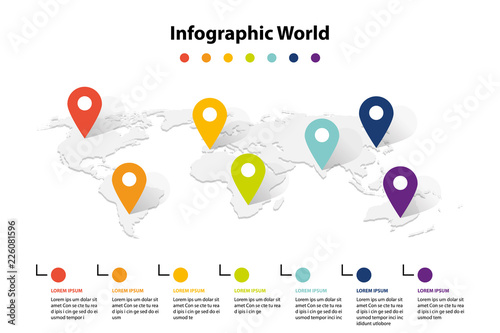 Fototapeta Naklejka Na Ścianę i Meble -  world map element  infographic , infochart business information icon