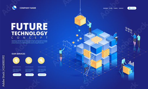 Technology isometric concept. Abstract high tech future