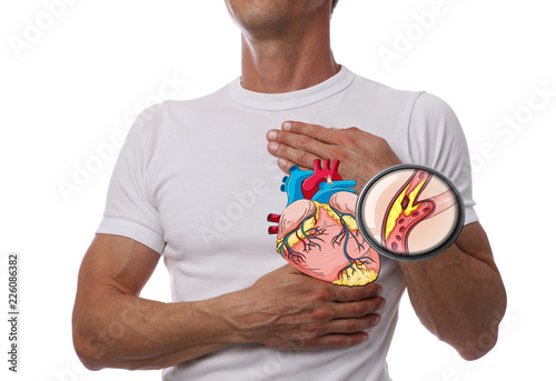 Tableau sur toile Man having a pain in the heart area