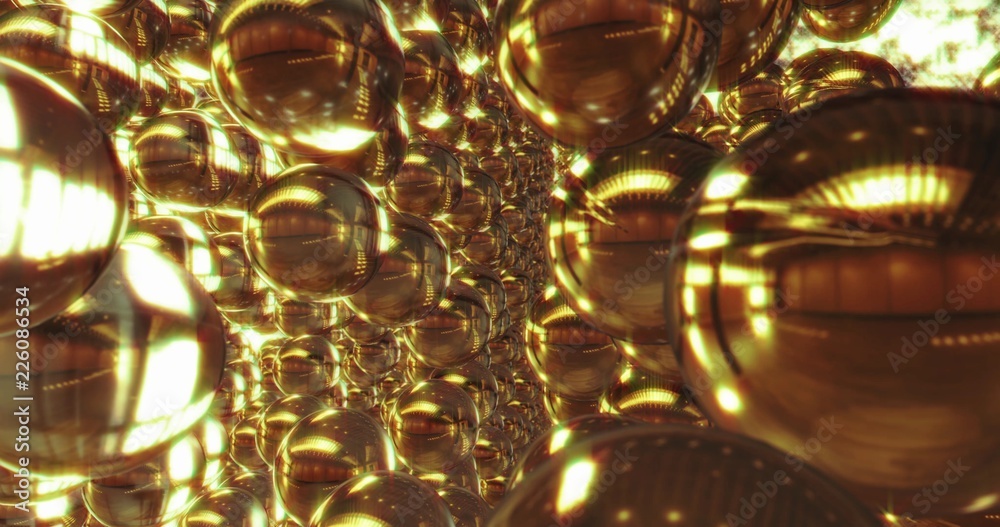 Abstract 3D graphics Background with golden bubbles.