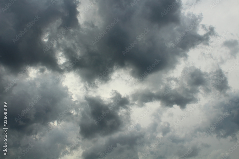 Dark gray rainy clouds. Background. Landscape.