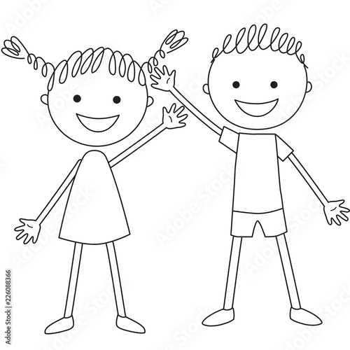 Standing boy and girl