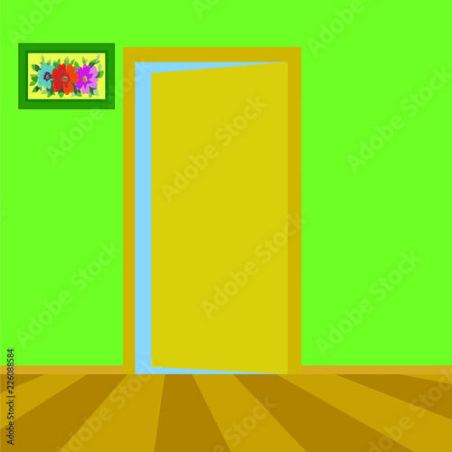 Room with an open door
