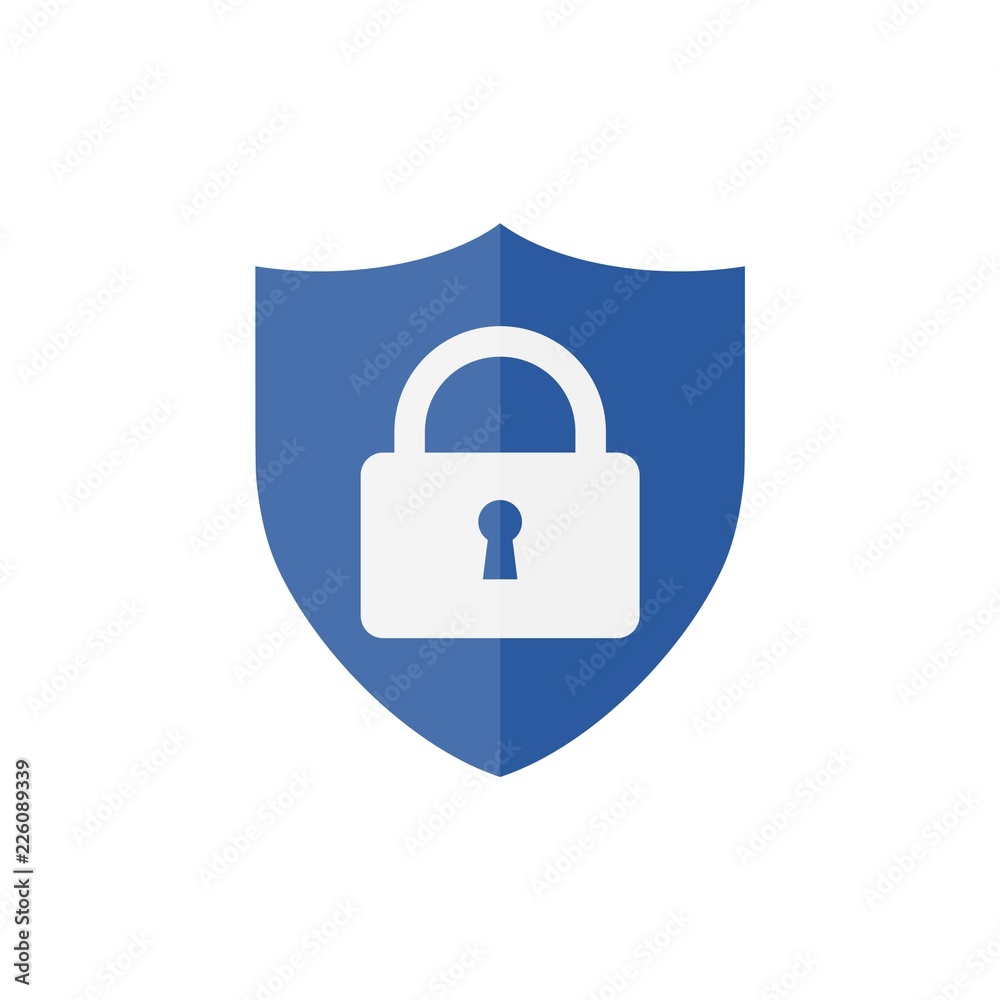Web security icon shield, blue shield Web security icon shield, blue shield
