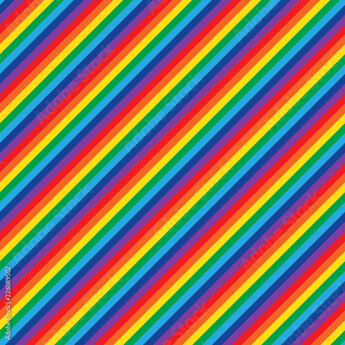 Vector seamless rainbow pattern. Geometric colorful diagonal striped background.
