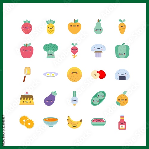 25 vegetarian icon. Vector illustration vegetarian set. bell pepper and orange icons for vegetarian works