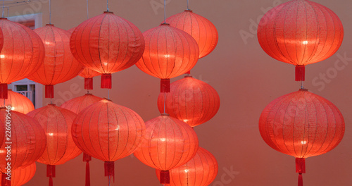 Traditional Red chinese lantern for chinese new year in the evening
