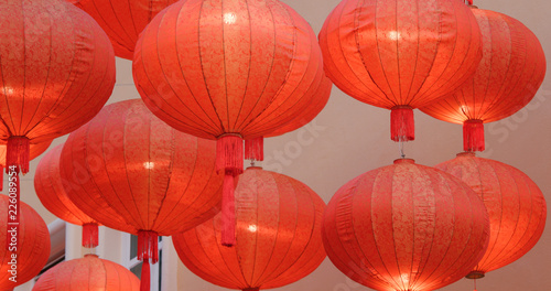 Chinese red lantern decoration for Lunar new year at night
