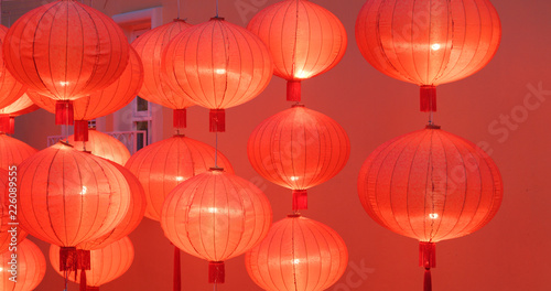 Traditional Red chinese lantern for chinese new year at night