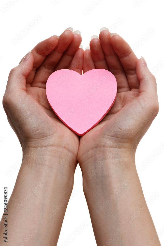 Pink heart. Health insurance or love concept