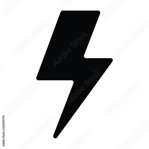 A black and white silhouette of a lightning bolt