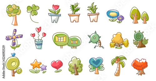 Close-up of different types of trees
