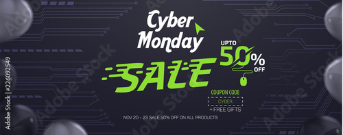 Cyber Monday Social Media Sale Banner Ad Vector Template Design