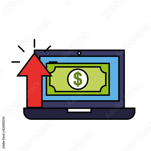 laptop banknote money arrow online shopping