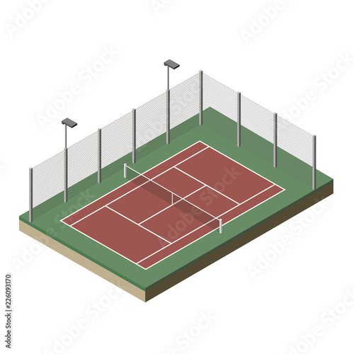 Vector illustration. Tennis court isometric.