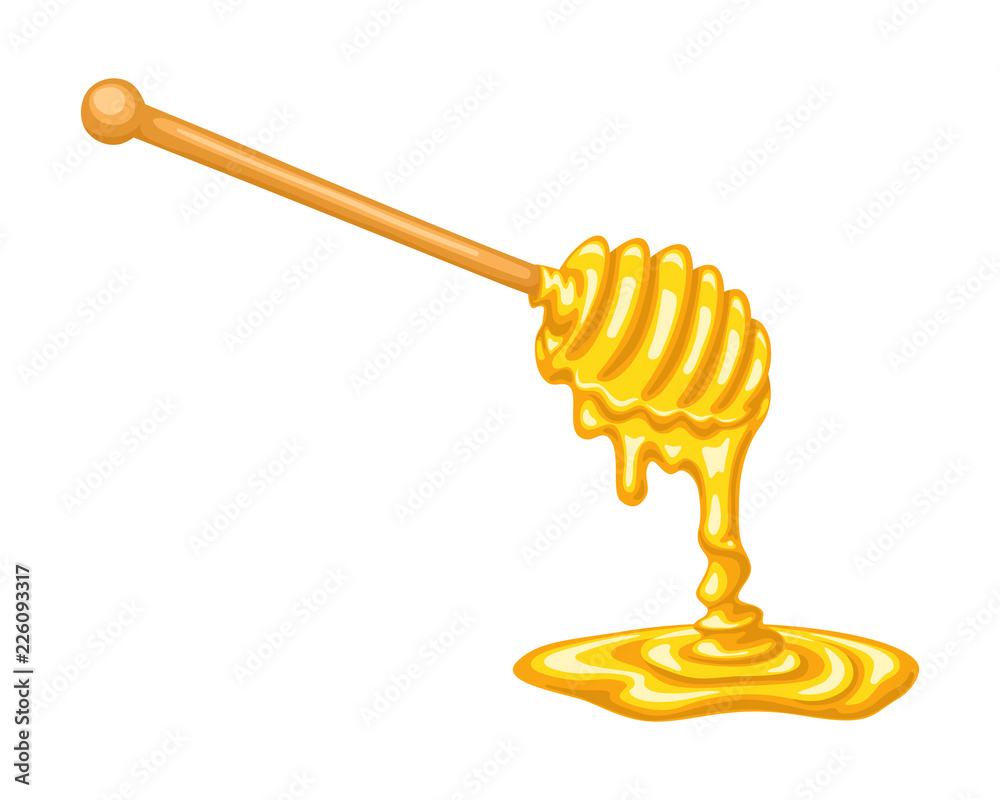 Cartoon honey dipper with pool of honey Stock Vector Adobe Stock