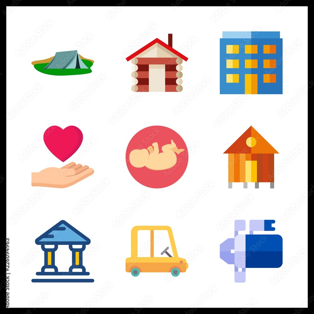 family icon. rent and museum vector icons in family set. Use this illustration for family works.