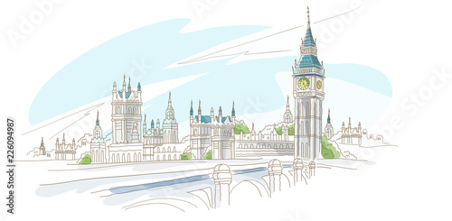 Bridge in front of a clock tower, Big Ben, Westminster Bridge, Houses of Parliament, Thames River, London, England