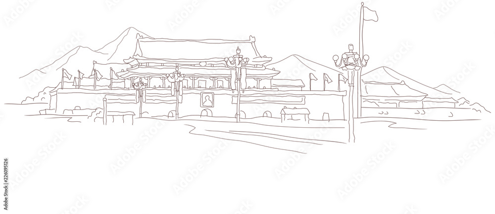 Facade of a building, Gate of Heavenly Peace, Forbidden City, Tiananmen Square, Beijing, China Facade of a building, Gate of Heavenly Peace, Forbidden City, Tiananmen Square, Beijing, China