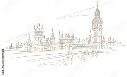 Bridge in front of a clock tower, Big Ben, Westminster Bridge, Houses of Parliament, Thames River, London, England