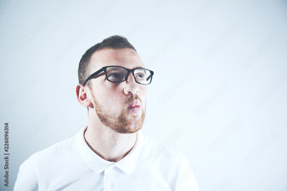 thinking man on gray background thinking man on gray background