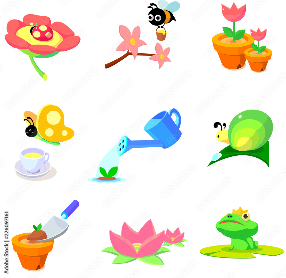 Flowers and animals found in garden Flowers and animals found in garden