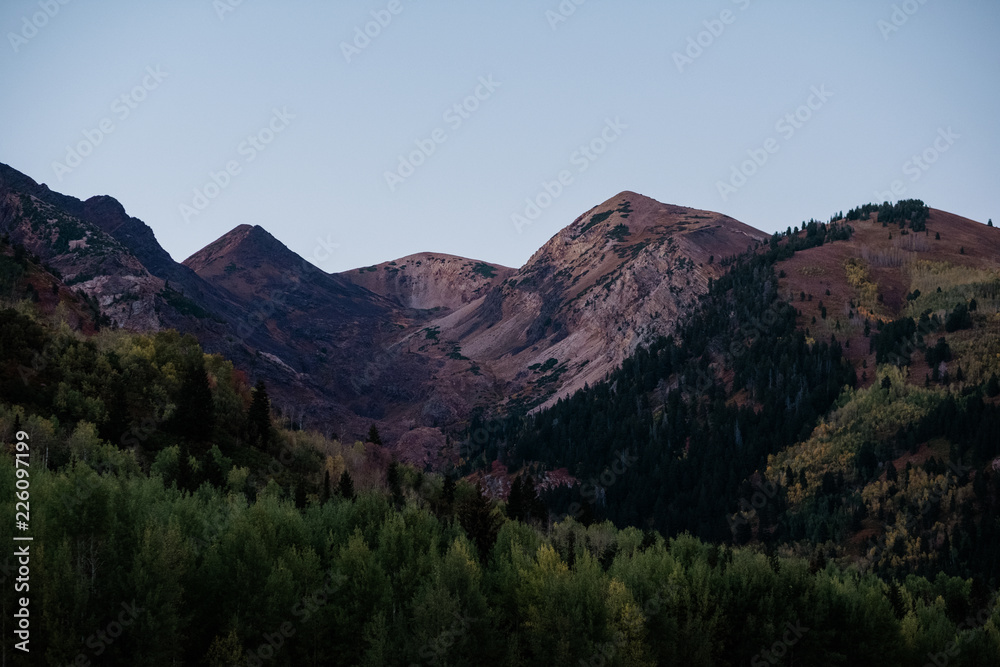 Mountain Peaks at Dusk in the Fall in Utah