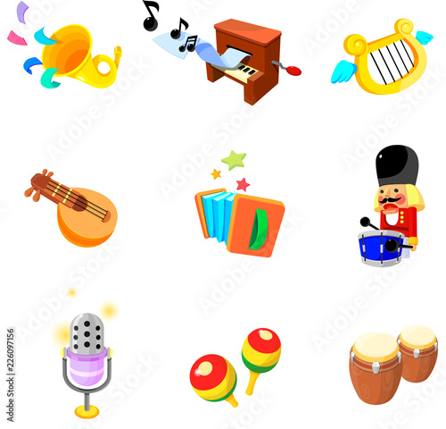 Close-up of various musical instruments