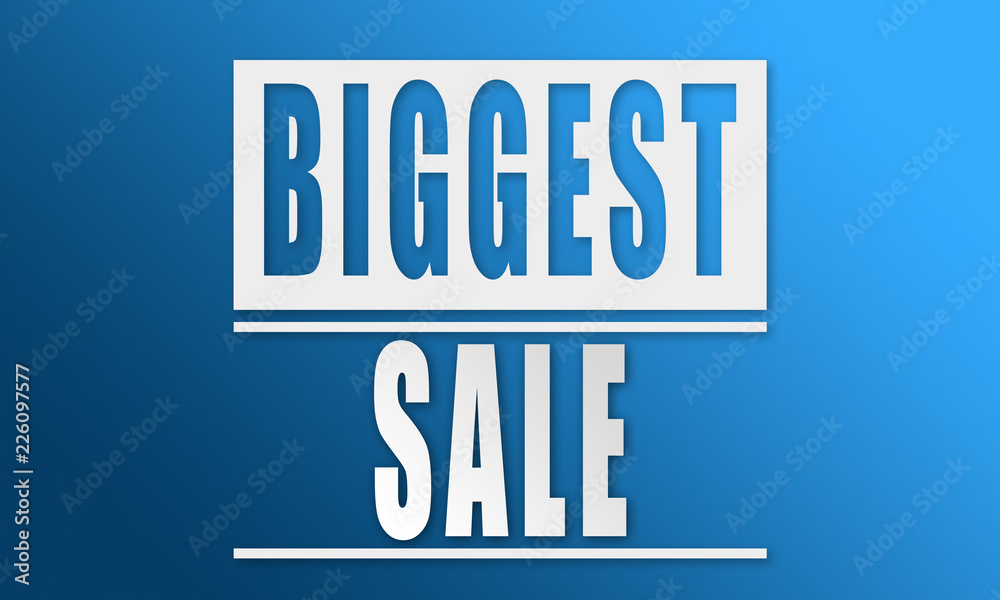 Biggest Sale - neat white text written on blue background Biggest Sale - neat white text written on blue background