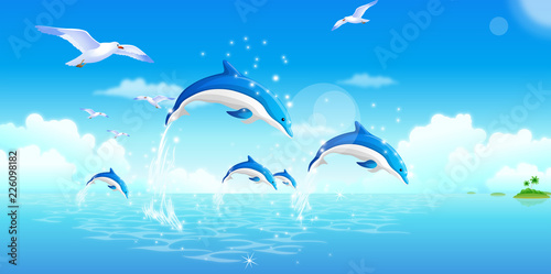 Bottle-Nosed dolphin jumping out of water