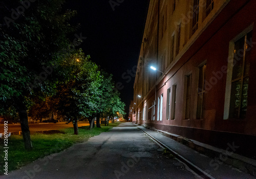 lit street at night