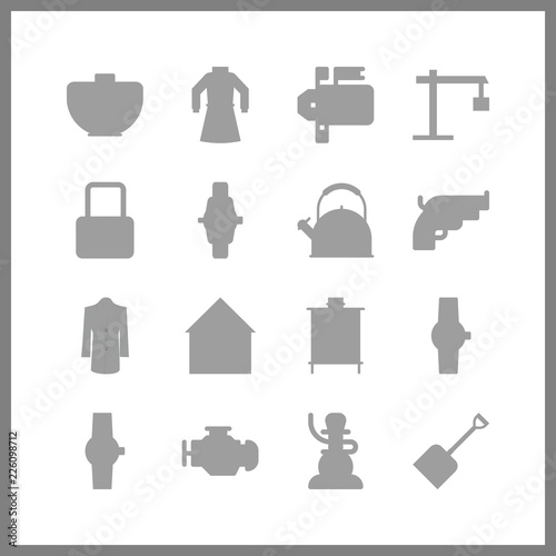 steel icon. shovel and padlock vector icons in steel set. Use this illustration for steel works.