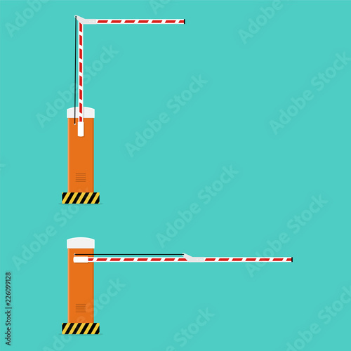 Open and closed road barriers. Illustration in flat style