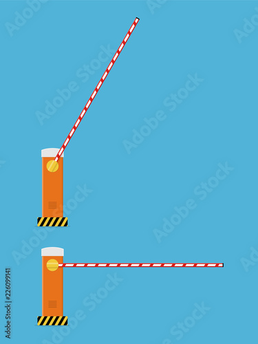 Open and closed road barrier. Illustration in flat style