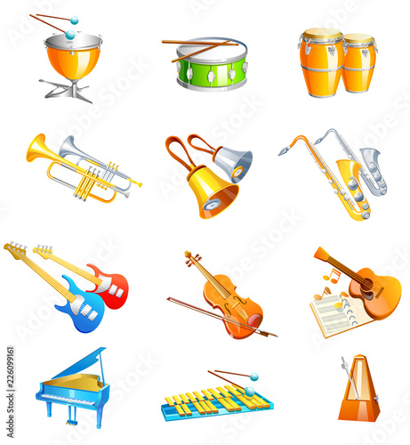 Different types of musical instruments