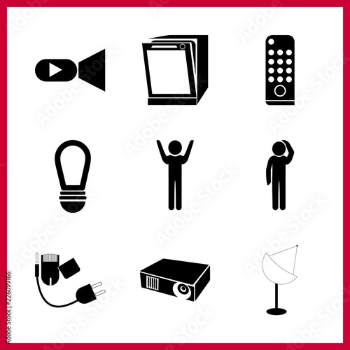 light vector icons set. meditate, pray, gas stove and video camera in this set