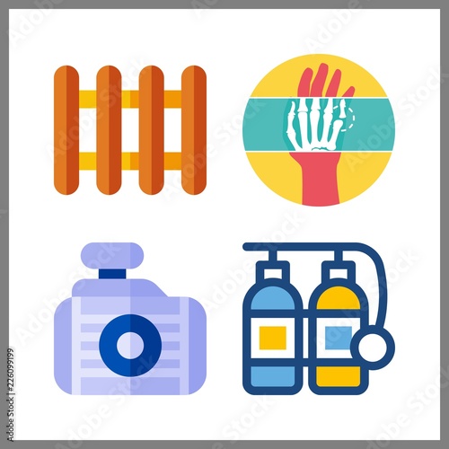 4 lung icon. Vector illustration lung set. radiator and oxygen tank icons for lung works