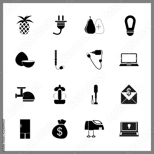object icons set. frig, cotton, study and close-up graphic works