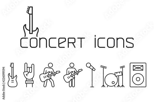 line concert icons set on white background