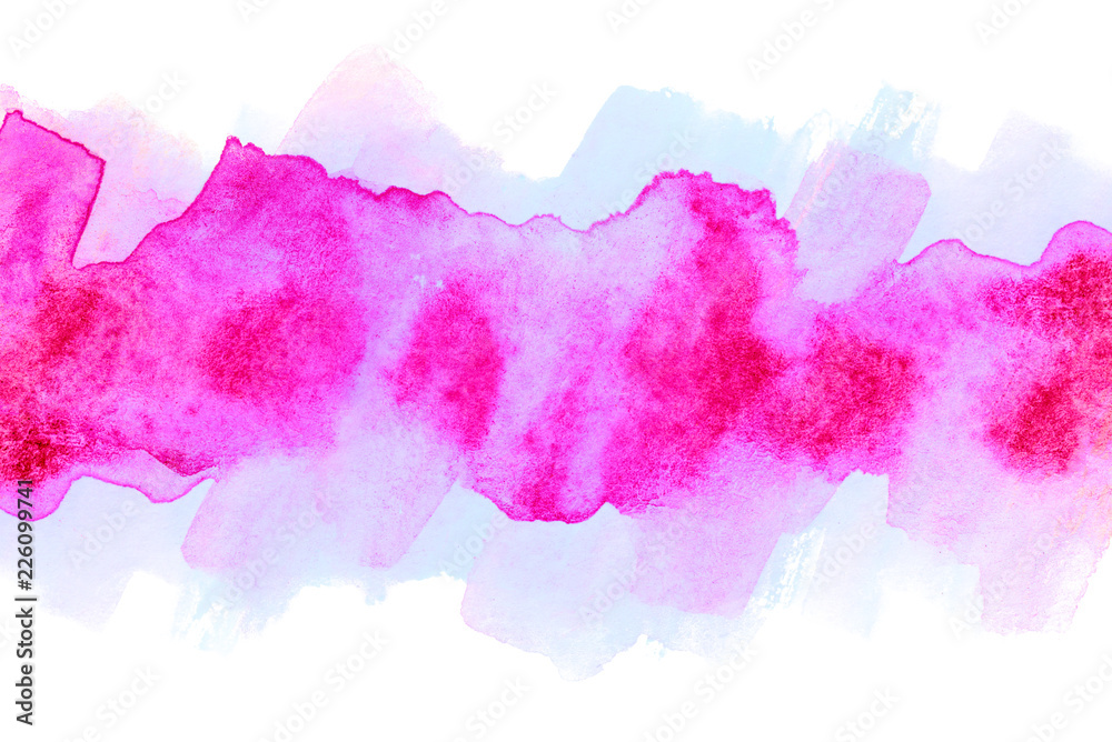 magenta with blue strip of watercolor. for the design element with a place under the text for the decoration of postcards of the shocked size