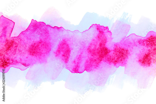 magenta with blue strip of watercolor. for the design element with a place under the text for the decoration of postcards of the shocked size