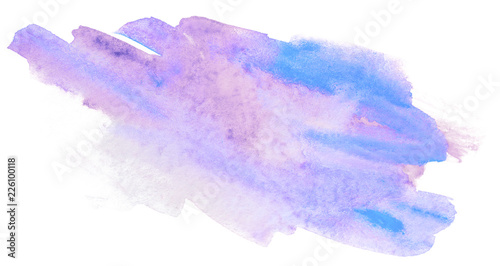 Fototapeta Naklejka Na Ścianę i Meble -  Violet-blue watercolor stain with overflow of flowers