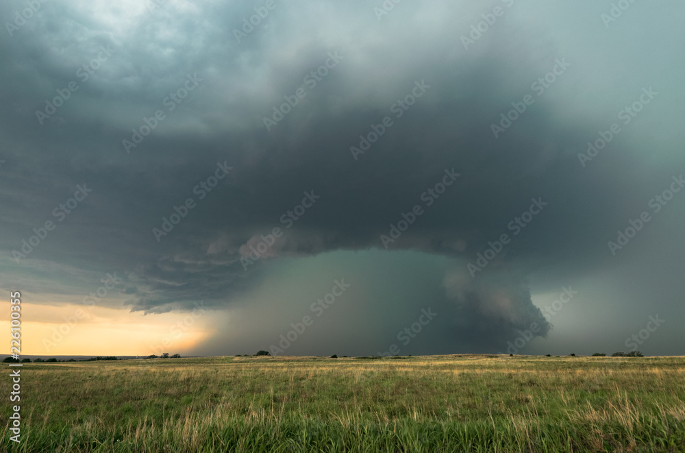 High precipitation supercell with a green core over the Great Plains in Oklahoma High precipitation supercell with a green core over the Great Plains in Oklahoma