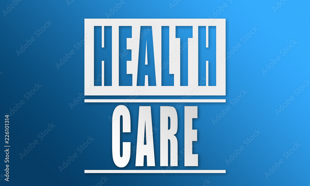 Fototapeta premium Health Care - neat white text written on blue background