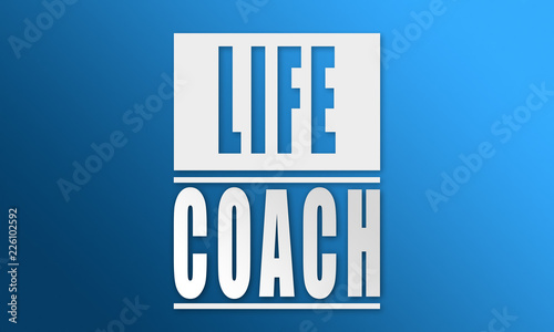 Life Coach - neat white text written on blue background