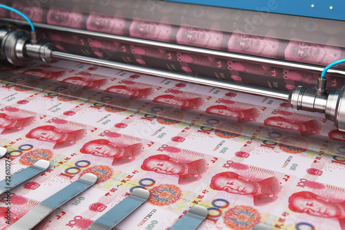 Printing 100 Chinese yuan money banknotes photo