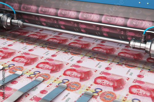 Tableau sur toile Printing 100 Chinese yuan money banknotes