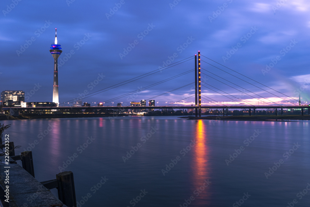 Duesseldorf Rhine Tower at Blue Hours
