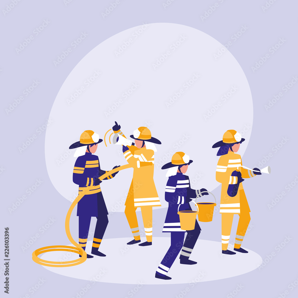 group of firefighters avatar character